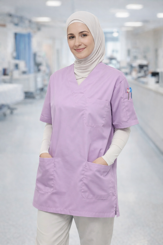 Single Top 4 Pocket Scrubs Jersey - Lilac