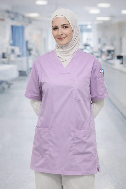 Single Top 4 Pocket Scrubs Jersey - Lilac