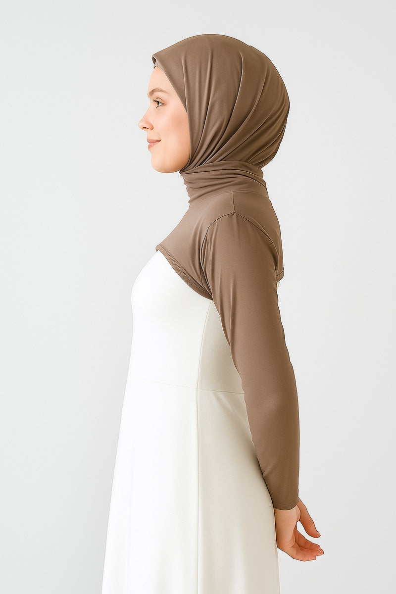 Beyaz Penye Boyunluklu Kolluk - Uzun Kol