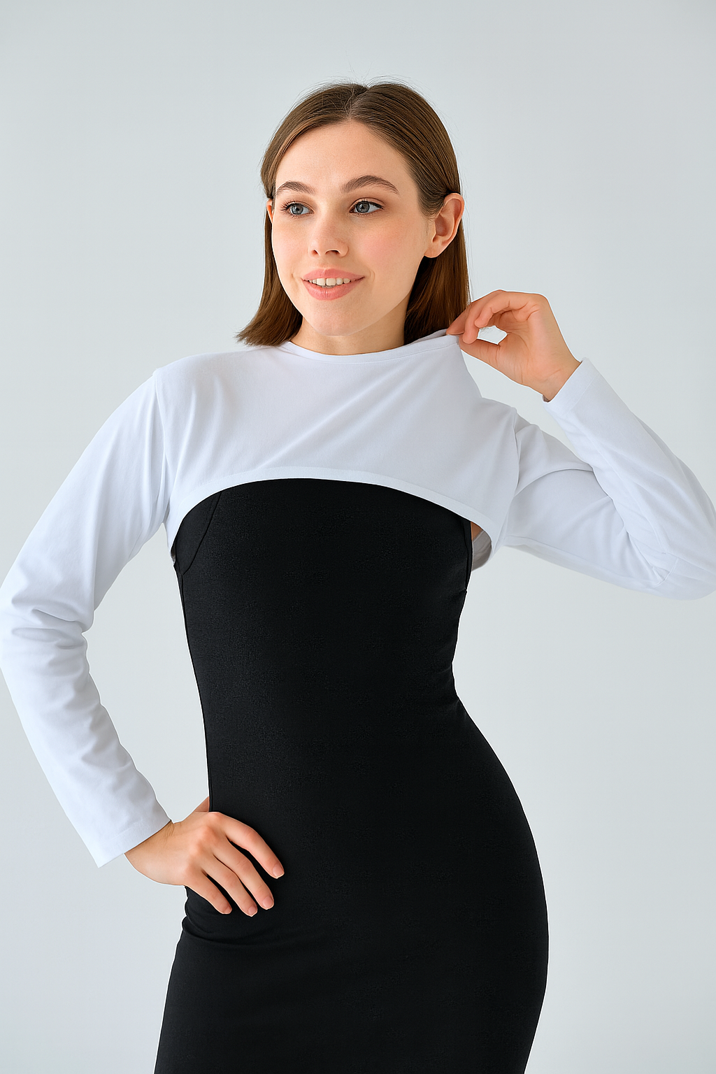 Sıfır Yaka Boyunluklu Kolluk - Beyaz