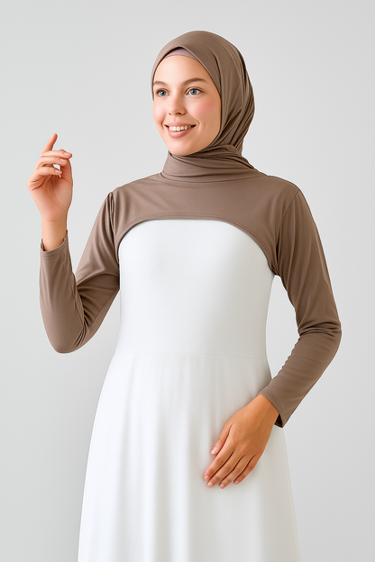 Sıfır Yaka Boyunluklu Kolluk - Kahve