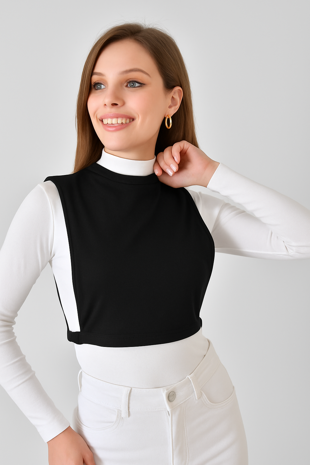Zero Collar Sleeveless Neck Collar - Black