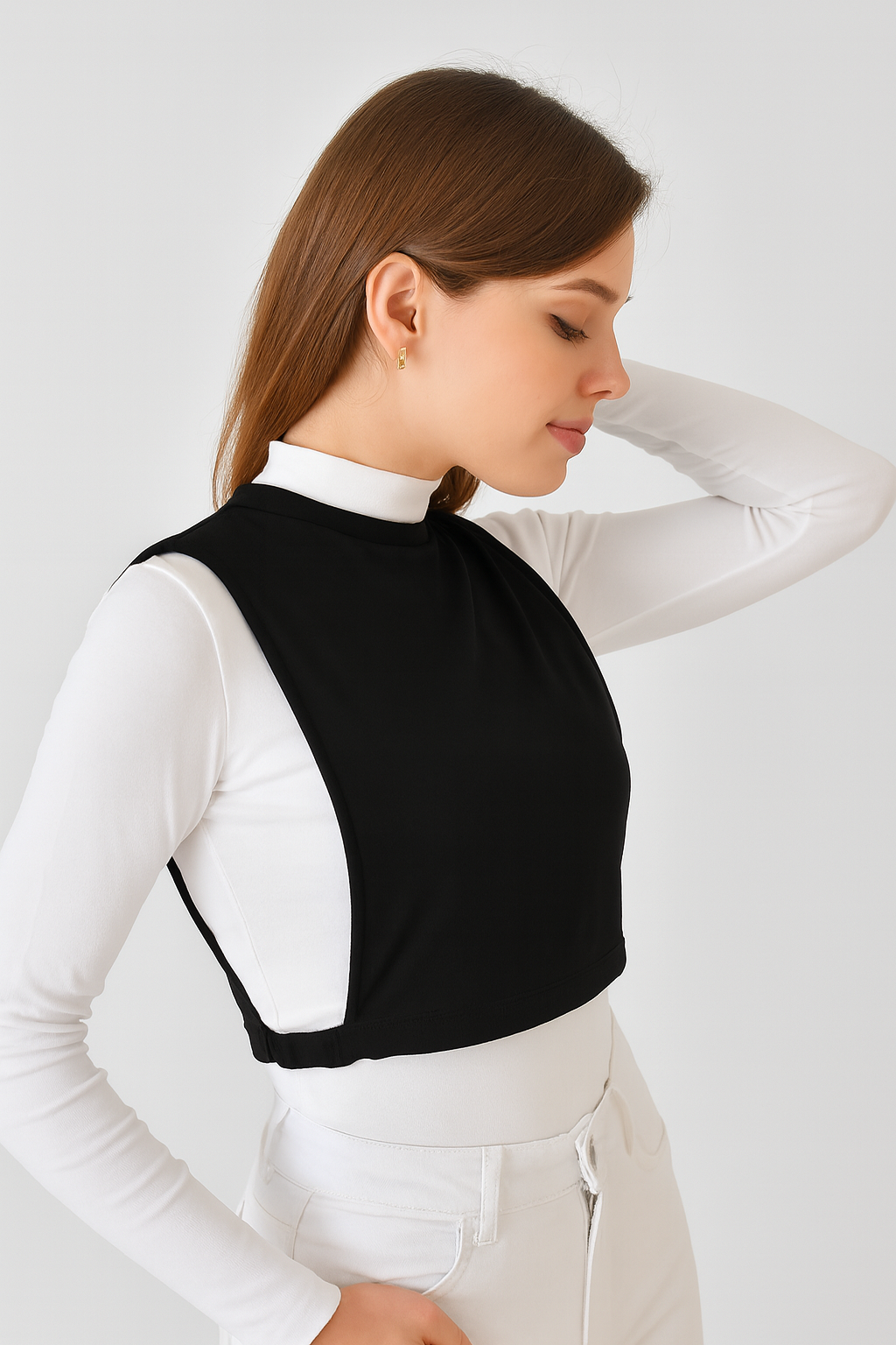 Zero Collar Sleeveless Neck Collar - Black