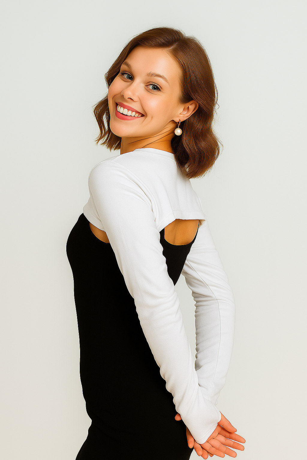 Sıfır Yaka Parmaklı Boyunluklu Kolluk - Beyaz