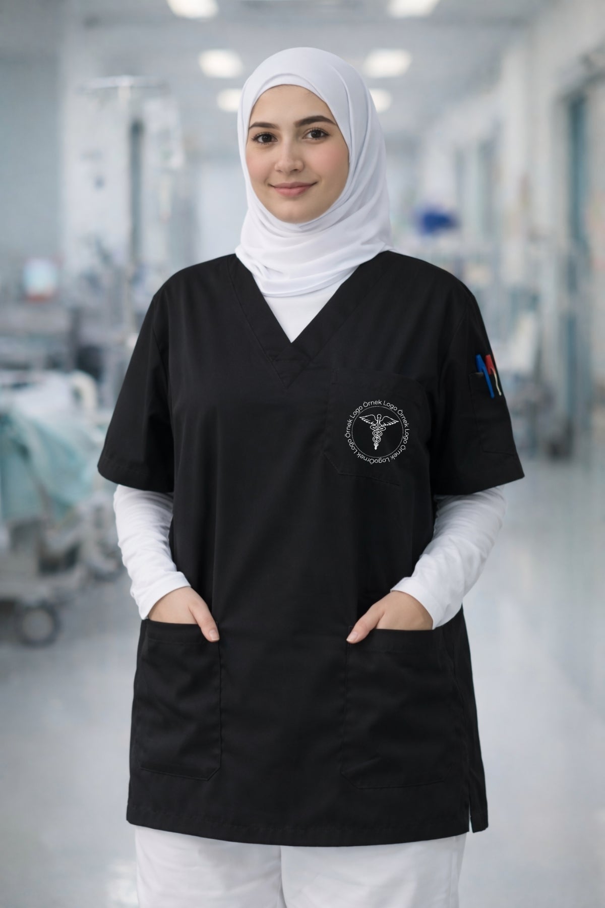 5'li Paket Tek Üst 4 Cepli Scrubs Forma