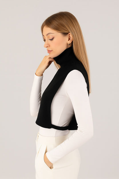 Tam Kapalı Balıkçı Yaka Kolsuz Boyunluk Modeli