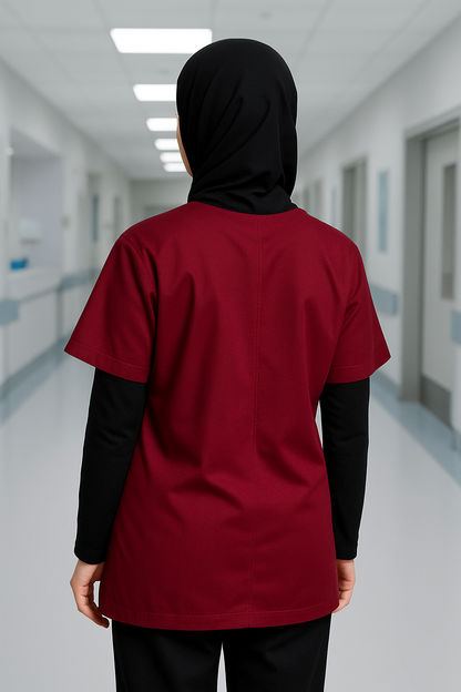 قميص تنظيف بجزء علوي واحد - أحمر كلاريت