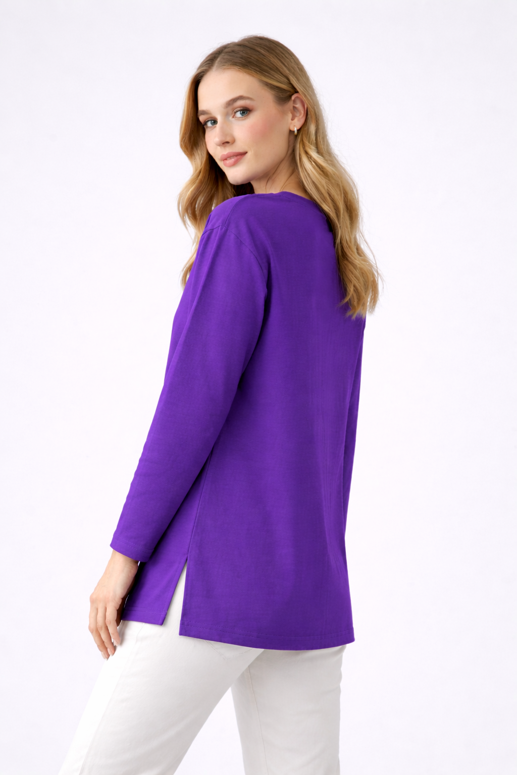 تونيك بأكمام طويلة (مع وشاح مجاني) - بنفسجي