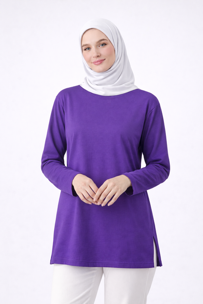 تونيك بأكمام طويلة (مع وشاح مجاني) - بنفسجي