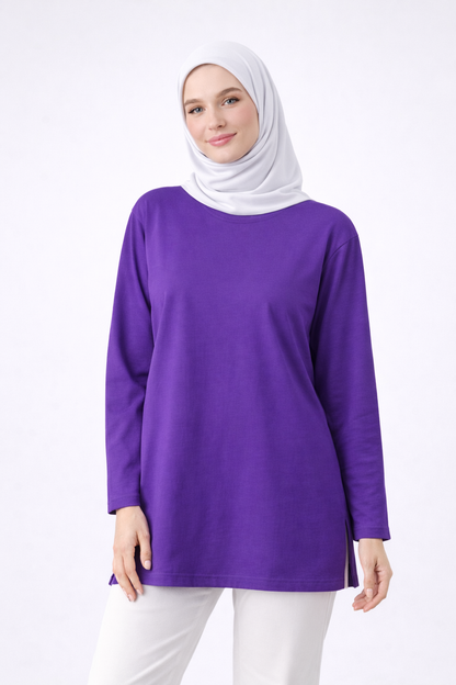 تونيك بأكمام طويلة (مع وشاح مجاني) - بنفسجي