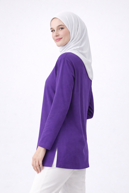 تونيك بأكمام طويلة (مع وشاح مجاني) - بنفسجي