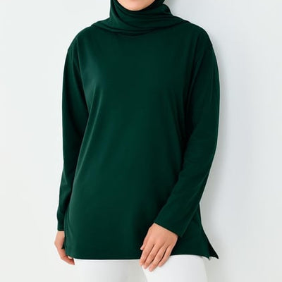 Kadın Yeşil Dökümlü Tunik (Bandana Hediyeli)