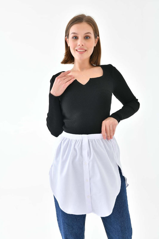 Yanları açık gömlek etek - Beyaz | Outlet