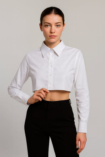 Gömlekli Kolluk Yarım Gömlek - Beyaz