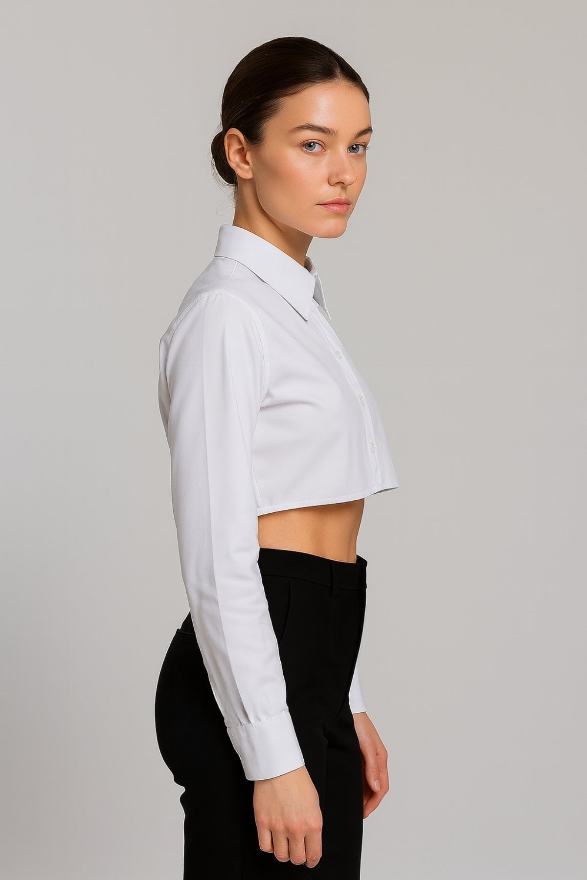 Gömlekli Kolluk Yarım Gömlek - Beyaz