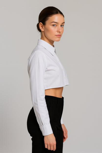 Gömlekli Kolluk Yarım Gömlek - Beyaz