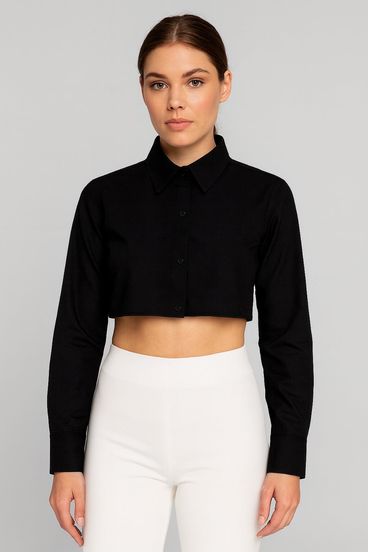 Gömlekli Kolluk Yarım Gömlek - Siyah