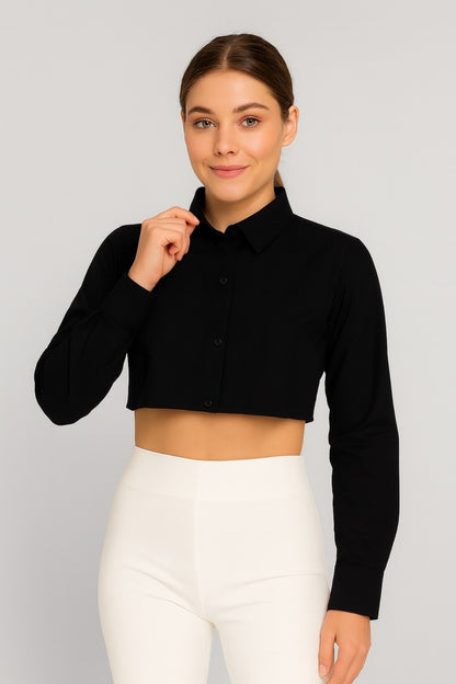 Gömlekli Kolluk Yarım Gömlek - Siyah