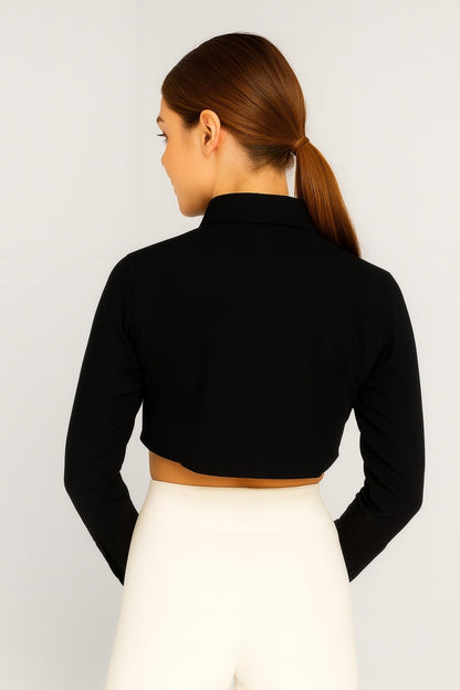 Gömlekli Kolluk Yarım Gömlek - Siyah