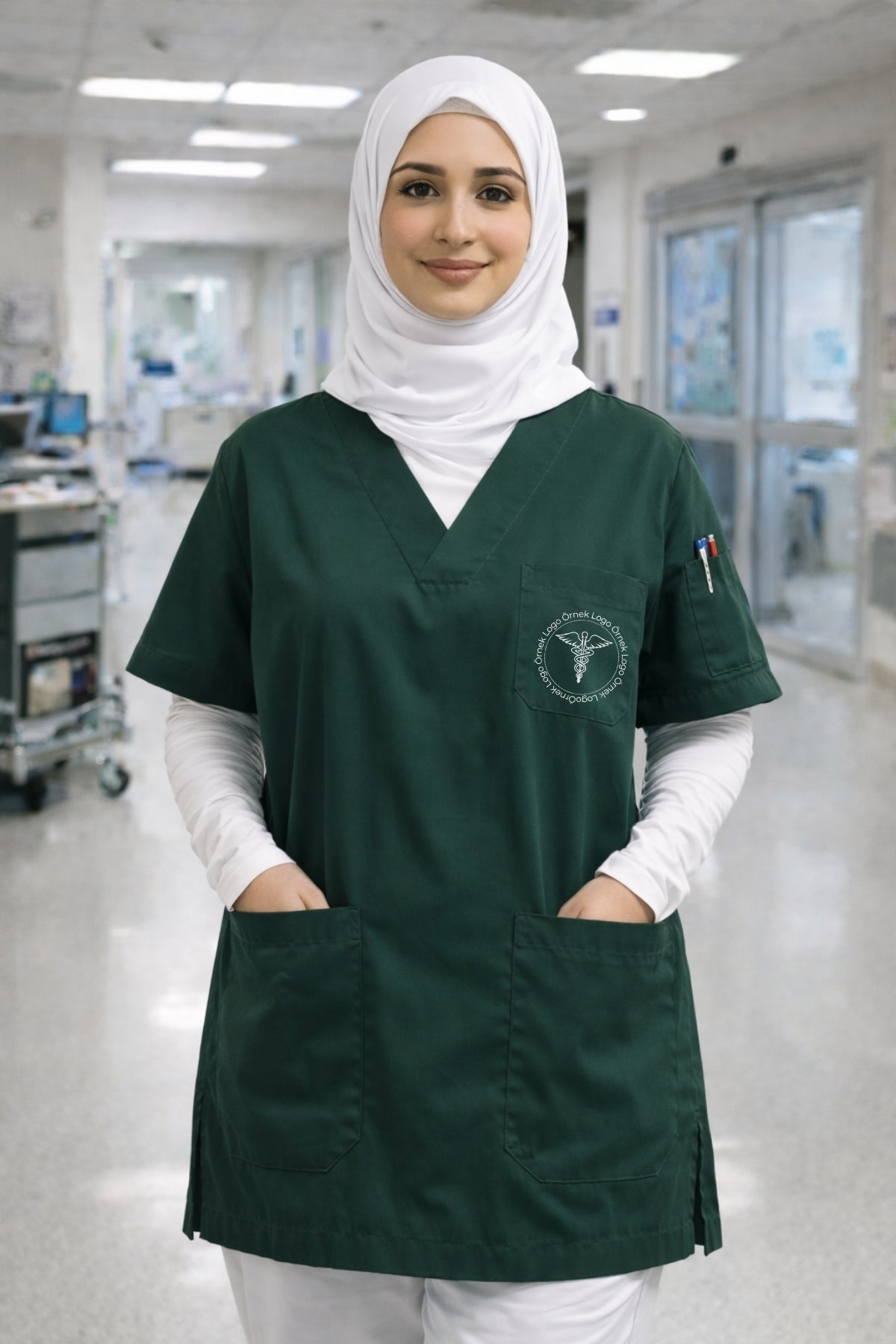 5'li Paket Tek Üst 4 Cepli Scrubs Forma