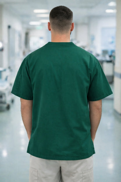 Personalized Men's Single Top 4-Pocket Scrubs Jersey - Green