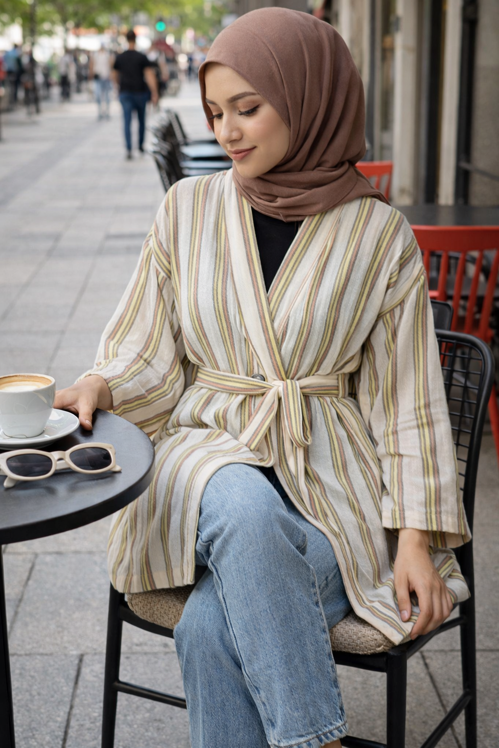 Handwoven Kimono - Green Red