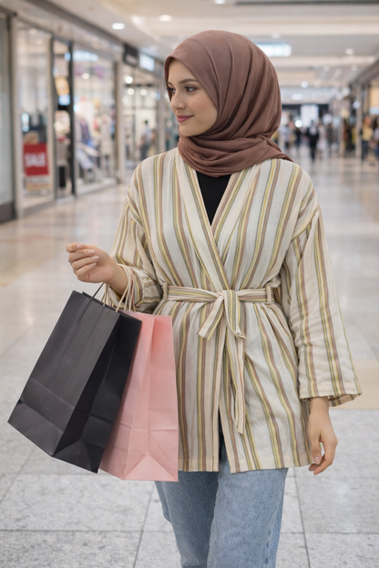 Handwoven Kimono - Green Red
