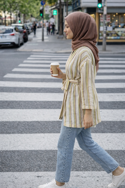 Handwoven Kimono - Green Red