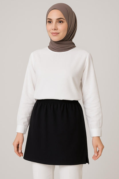 Yırtmaçlı içlik etek - Siyah | Outlet